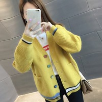 Cardigan en maille tendance à col en V et double boutonnage, anti-plis, à manches longues, pour femme, printemps-automne – Grande Vente