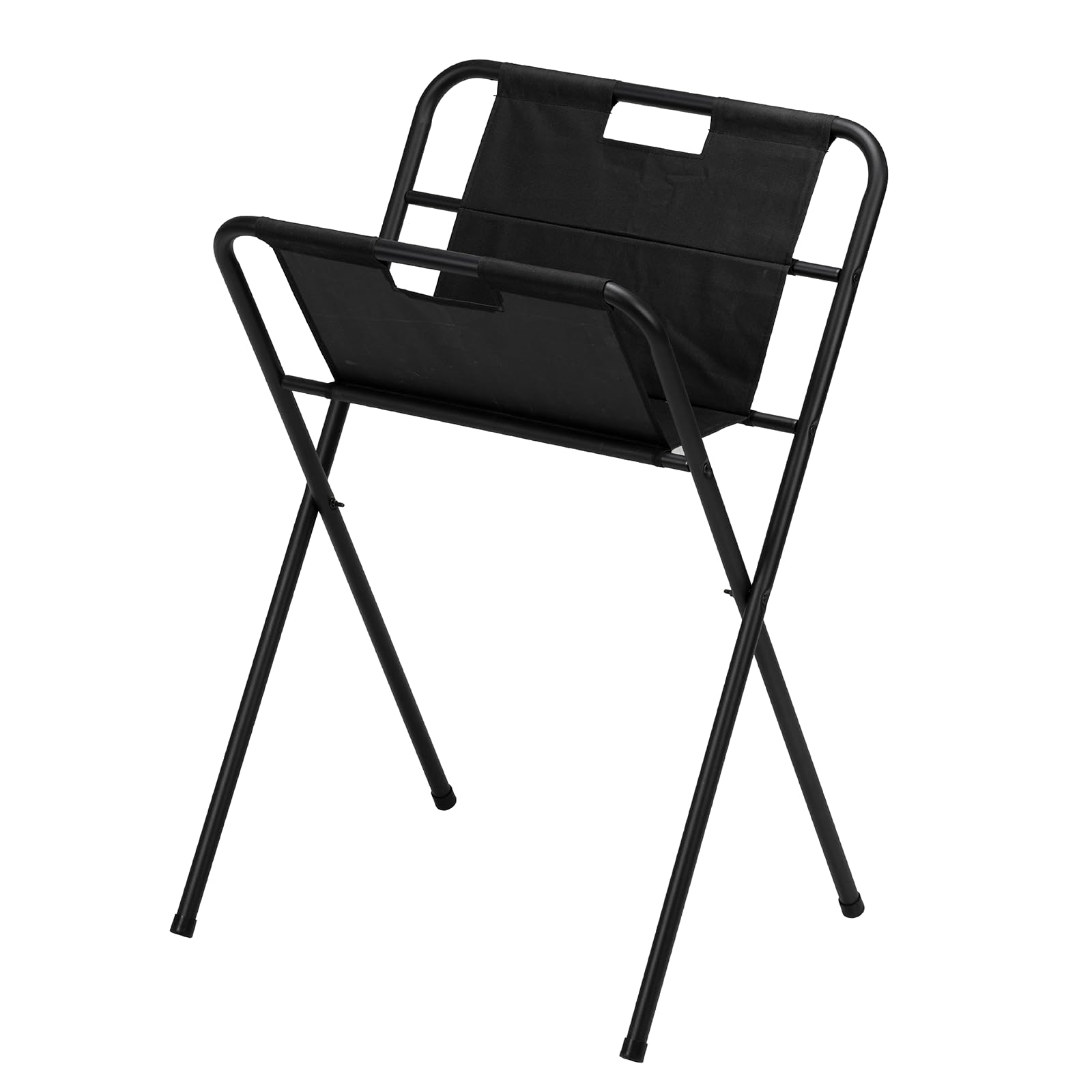 Pemberly Row Étagère Pliante en Métal à Trois Niveaux avec Design à Volutes en Métal Noir