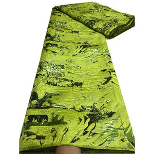 NI.AI nouvelle mode vert citron africain brocart dentelle tissu pour femmes robe de soirée damassé matériaux de couture