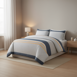 Ensemble de housse de couette rayée moderne Manemi, 100% polyester tissé, 3 pièces, pour usage domestique - Product Image 2