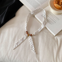 Syal Tipis Manik-manik Vintage 100*2 Cm untuk Wanita Syal Leher Dapat Disesuaikan Gaya Kalung Mode Syal Panjang Pita Dekorasi Rambut