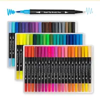 24 colori Dual Pennello Penna Set Acquerello Arte Marcatori con Due Lati Punte Brillanti e Vivaci Colori della penna della spazzola