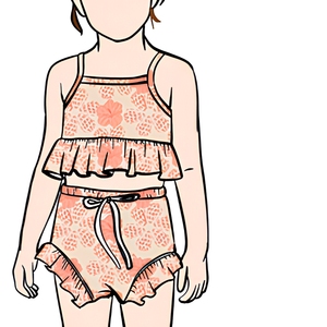 FANCY MONKEY Bb-4 Ensemble personnalisé pour filles, B5, livraison OEM/ODM en 3-7 jours, comprenant des shorts en dentelle tricotée décontractés bio et des bretelles en coton pour bébé avec cordon - Product Image 5