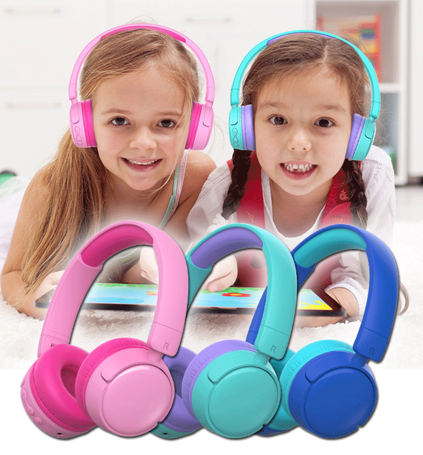 Over Ear Wireless Headphone With 80 94dB Volume Limit Foldable Design For Kids Study Compatible With Computer Phone Tablet