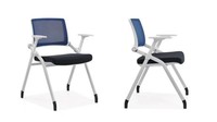 Chaise de formation ergonomique pliable et empilable sur mesure OEM, design moderne, dossier en maille PP, siège en mousse moulée, accoudoirs, pour la maison et le bureau