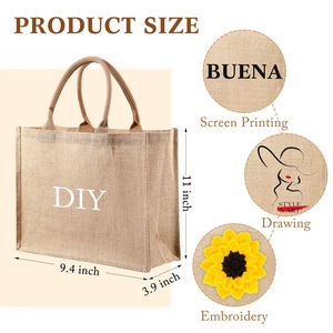 Muestras Gratis, Bolsa Tote de Yute y Arpillera Laminada 3D para Compras, Económica, Reutilizable, con Asa y Logo Personalizado - Product Image 3