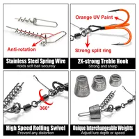 Spinpoler Pike Stinger Rig - Plombs multi-profondeurs # 1 # 1/0 # Hameçon de pêche UV 2/0 avec plomb et accessoires d'écroulement