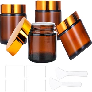 Custom Label 250ml 8 oz Luxury Gold Lid Cosmetic Packaging Food Grade Amber Plastic <b>Containers</b> Jars with Lids - Product Image 1