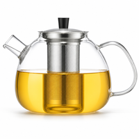 Théière en verre borosilicate avec infuseur en acier inoxydable, résistante à la chaleur, bouilloire électrique de qualité alimentaire, base classique, ensemble à thé pour les amateurs de thé