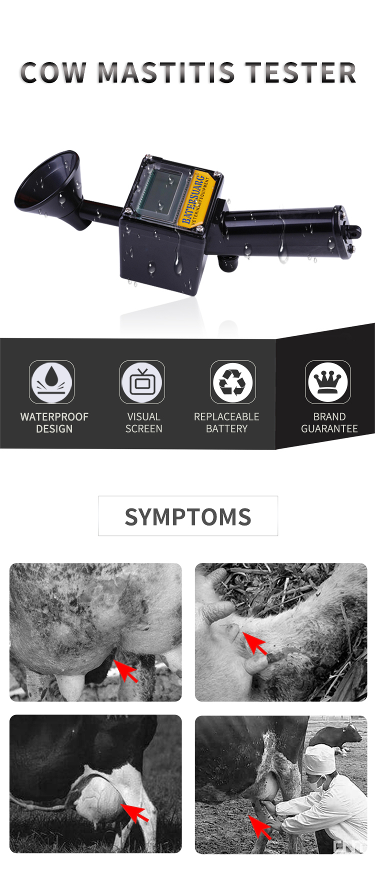Detector de ovulación en perros con pantalla digital de tipo manual para pruebas de mastitis en mamas de vaca