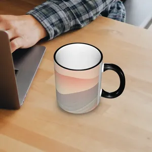 แก้วกาแฟเซรามิกสโตนแวร์สี 11 ออนซ์ พร้อมหูจับ แบบกำหนดเองได้ สำหรับชา เครื่องดื่มร้อน ของตกแต่งบ้านและครัว ชุดของขวัญ บรรจุกล่อง ผลิตในจีน - Product Image 5