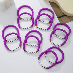 Pulseras de Arcilla Polimérica con Letras de Animadoras, 12 Sets, Joyería Unisex de Amistad para Eventos de Animadoras - Product Image 4
