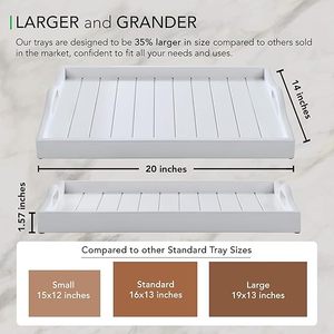 Bandeja de madera grande <span class=keywords><strong>para</strong></span> reposapiés con asas, bandeja de decoración rústica <span class=keywords><strong>para</strong></span> <span class=keywords><strong>desayuno</strong></span>, cama, cocina, cena, comida, mesa de café, bandeja <span class=keywords><strong>para</strong></span> beber - Product Image 3