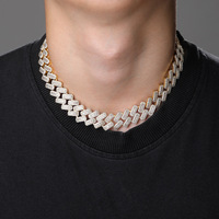 Collier chaîne tennis en strass doré pour homme, style hip-hop, bijou statement glacé
