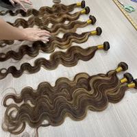 Extensions de Cheveux Humains Vierges Ondulés Couleur Piano, Lots de Cheveux Bruns et Blonds avec Mèches, 10-30 Pouces, Vente en Gros