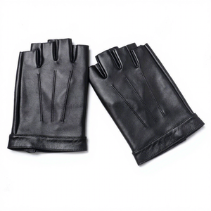 Gants de conduite en peau de mouton vintage respirants thermiques mi-doigts pour hommes, style européen et américain, pour voiture et moto - Product Image 5