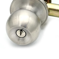 Serrure de porte cylindrique en acier inoxydable avec bouton rond, pêne dormant tubulaire et poignée de porte pour entrée et intimité