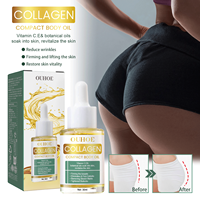 Huile corporelle liftante aux herbes et au collagène, huile de massage amincissante et raffermissante avec huile essentielle pure