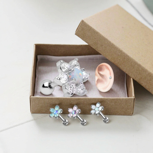 Xincate vendita calda orecchio Piercing gioielli fiore opale cartilagine Tragus orecchino opale Piercing elica orecchio anello perno orecchio - Product Image 5