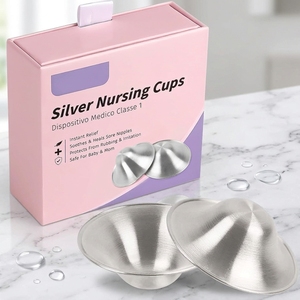Coppe per Allattamento in Argento Riutilizzabili, Protezioni per Capezzoli Impermeabili Ultra Sottili, Cura Maternità all'Ingrosso - Product Image 1