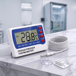 Digitale vriezerthermometer met externe sensor, <span class=keywords><strong>alarm</strong></span> voor hoge/lage temperatuur, max/min geheugen, groot LCD-scherm, IP67-geclassificeerd, OEM/ODM aanpasbaar - Product Image 1