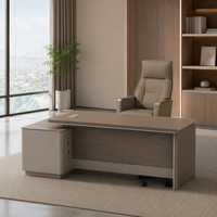 Bureau de direction moderne et minimaliste en forme de L avec armoire latérale, mobilier de bureau modulaire rectangulaire de qualité E1