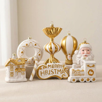 3D Goldener Weihnachtsmann und Weihnachtsbaum Donut-förmiger Anhänger Ornament Plastik Weihnachtsdekoration