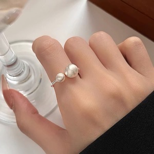 S925 Sterling Silver Ball <b>Open</b> <b>Ring</b> Simple Geometric Design Women's Everyday Wear Jewelry - Product Image 5