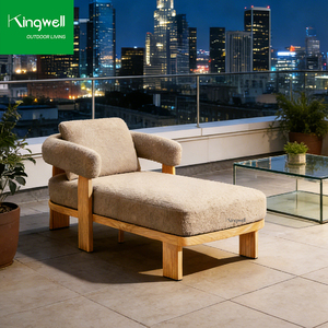 Ensemble de meubles de patio d'extérieur, chaise longue, balcon, piscine, lit de jour en teck, chaises longues pour la plage - Product Image 3