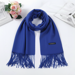 2024ใหม่ผ้าพันคอแคชเมียร์นุ่มสำหรับผู้หญิงสีทึบผ้าพันคอยาวบางพู่ผ้าคลุมไหล่สตรีฤดูหนาวลำลองมีหลายสี - Product Image 1