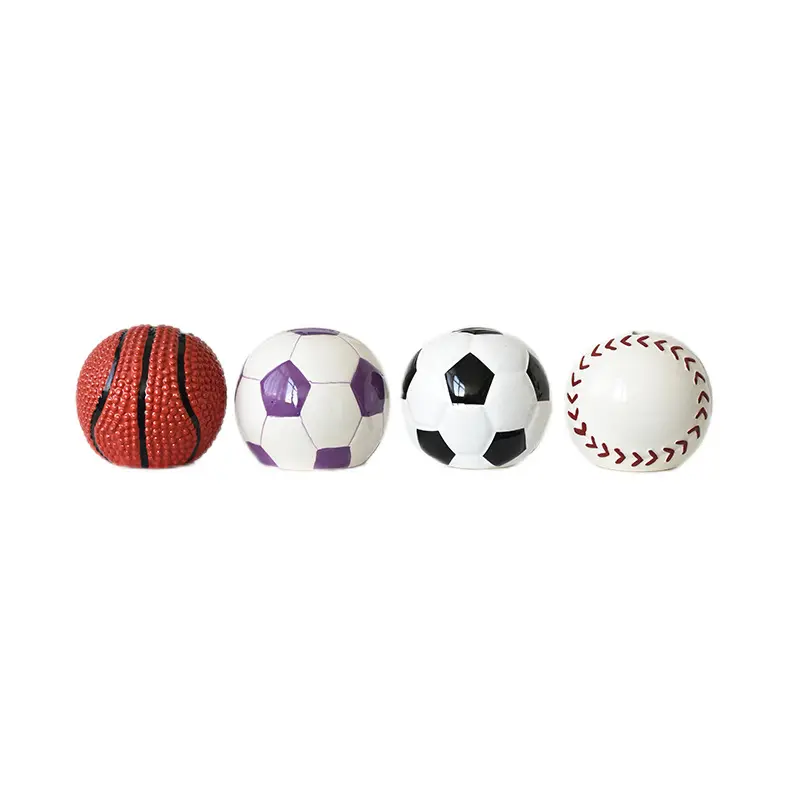 Sports design piggy banks ceramic basketball soccer rugby baseball shaped handmade money saving box