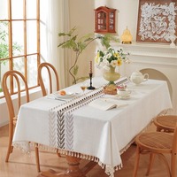 Nappe de table de mariage personnalisée en coton et lin, brodée, géométrique, faite à la main, écologique, taille et couleur sur mesure, vente en gros