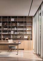 Meuble de bureau flottant mural avec vitrine en verre pour coin de chambre d'appartement