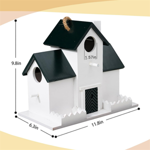 Toptan 3 delik açık ahşap kuş evi kuş besleyici ile büyük asılı mavi kuş evi - Product Image 5