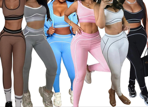 Ensemble de <span class=keywords><strong>sport</strong></span> et yoga 2 pièces pour <span class=keywords><strong>femme</strong></span> 2027 : Soutien-gorge de <span class=keywords><strong>sport</strong></span> et leggings ajourés, extensibles dans les quatre sens, élastiques, respirants, légers et sans coutures - Product Image 3