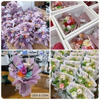 Ramos de rosas de flores secas hechas a mano calientes con caja de regalo Navidad San Valentín regalo del Día de la madre ramo de flores preservadas