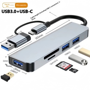 Base de Expansión Multifuncional <span class=keywords><strong>4</strong></span> en 1 Tipo C, Puertos USB 3.0/USB-C, Soporte SD/TF, Adaptador de Alta Velocidad, Compatible con Todos los Portátiles Tipo C - Product Image 1
