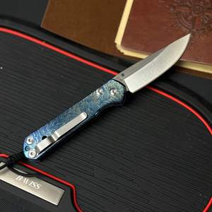 Coltello Pieghevole Professionale <span class=keywords><strong>in</strong></span> Acciaio 14C28N con Manico <span class=keywords><strong>in</strong></span> Titanio Anodizzato Blu, Sottile Coltello Tascabile EDC, Strumento Tattico per Esterni, Supporto OEM - Product Image 3