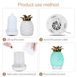 เครื่องกระจายกลิ่นอโรมาอัลตราโซนิกเซรามิกกลิ่นสับปะรด 100 มล. เครื่องเพิ่มความชื้นสำหรับบ้าน สำนักงาน ห้องนอน แบบเสียบปลั๊กไฟฟ้า - Product Image 5