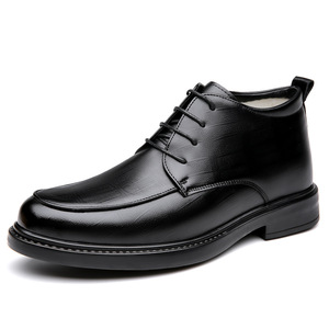 Zapatos informales de negocios para hombre, color negro, suela gruesa, forro polar, zapatos de cuero cálidos para invierno, talla para adultos 9022 - Product Image 5