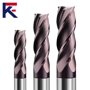 Kf HRC 58 hợp kim carbide phẳng End Mill cho thép 4 Flutes phay Cutter với lớp phủ CNC Máy vonfram Thép công cụ