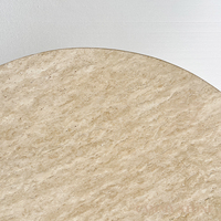 Table basse ronde en marbre travertin beige naturel, style moderne et simple, pour salon, chambre, hôtel, villa, par Cammy Stone