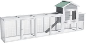 Grande <span class=keywords><strong>cage</strong></span> et poulailler de luxe en bois avec toit imperméable résistant aux UV, nichoir, plateau coulissant et rampe pour volailles de ferme en extérieur - Product Image 3