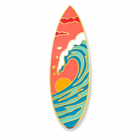 Épinglette en émail personnalisée, thème Plage d'été, Vague, Planche de surf, en métal émaillé dur, pour souvenir de club, cadeau et accessoire de fête
