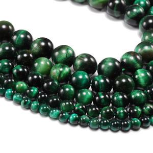 Cuentas sueltas redondas de ojo de tigre verde y negro natural para la fabricación de joyas de 6mm 8mm 10mm 12mm 14mm - Product Image 3
