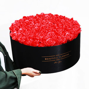 99 Hoa Hồng Thanh Lịch Hot Stamping Logo Quà Tặng Vòng Hoa Hộp Lụa Satin Với Nắp <span class=keywords><strong>Handmade</strong></span> Hộp Hoa - Product Image 6