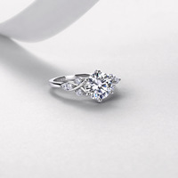 Bague en Moissanite Argent Sterling 925 Ronde 8mm 3 Carats 6 Griffes VVS1 Couleur D Marquise Épaule 3 Couleurs Bijoux