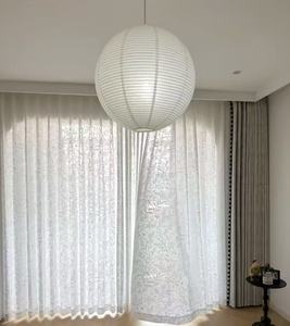 Voilage double couche style français pour salon, balcon et chambre, style crème, dentelle brodée ajourée motifs branches sous la lune - Product Image 4