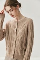 Cardigan en cachemire 100% tricoté pour femmes en automne et en hiver, veste en maille unie, col rond
