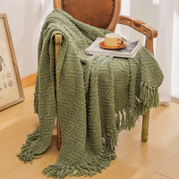 Couvertures en chenille à glands doux et respirants personnalisées de luxe Couverture en tricot de couleur unie avec logo pour canapé